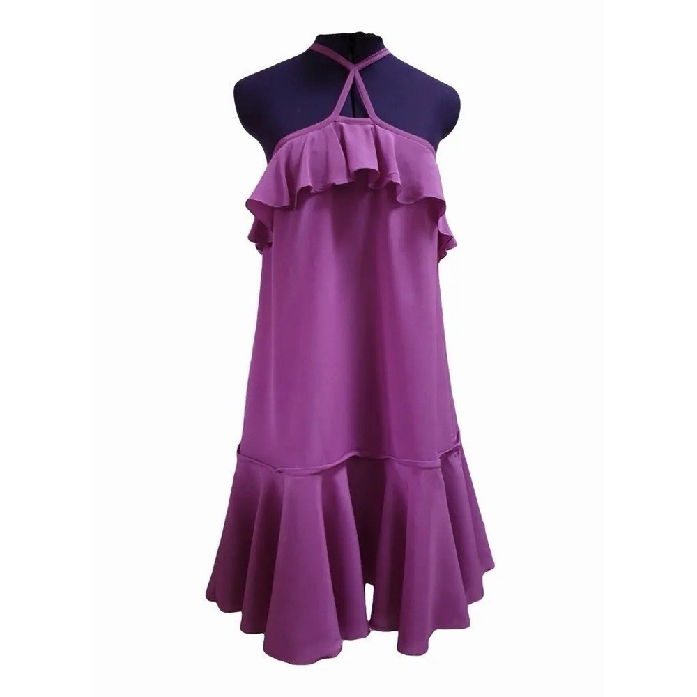 Dsquared2 Purple Silk Ruffled Tiered Midi Dress Women's 44 (M-L)  Lined Summer